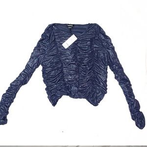 Ruched Navy Bebe Blouse